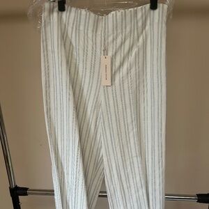 Rebecca Taylor Crop linen cotton striped pants NWT